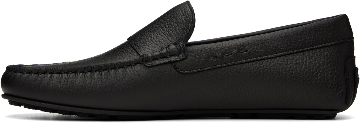 BOSS Black Tumbled-Leather Driver Loafers