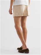 Giuliva Heritage - James Straight-Leg Pleated Herringbone Linen Shorts - Neutrals