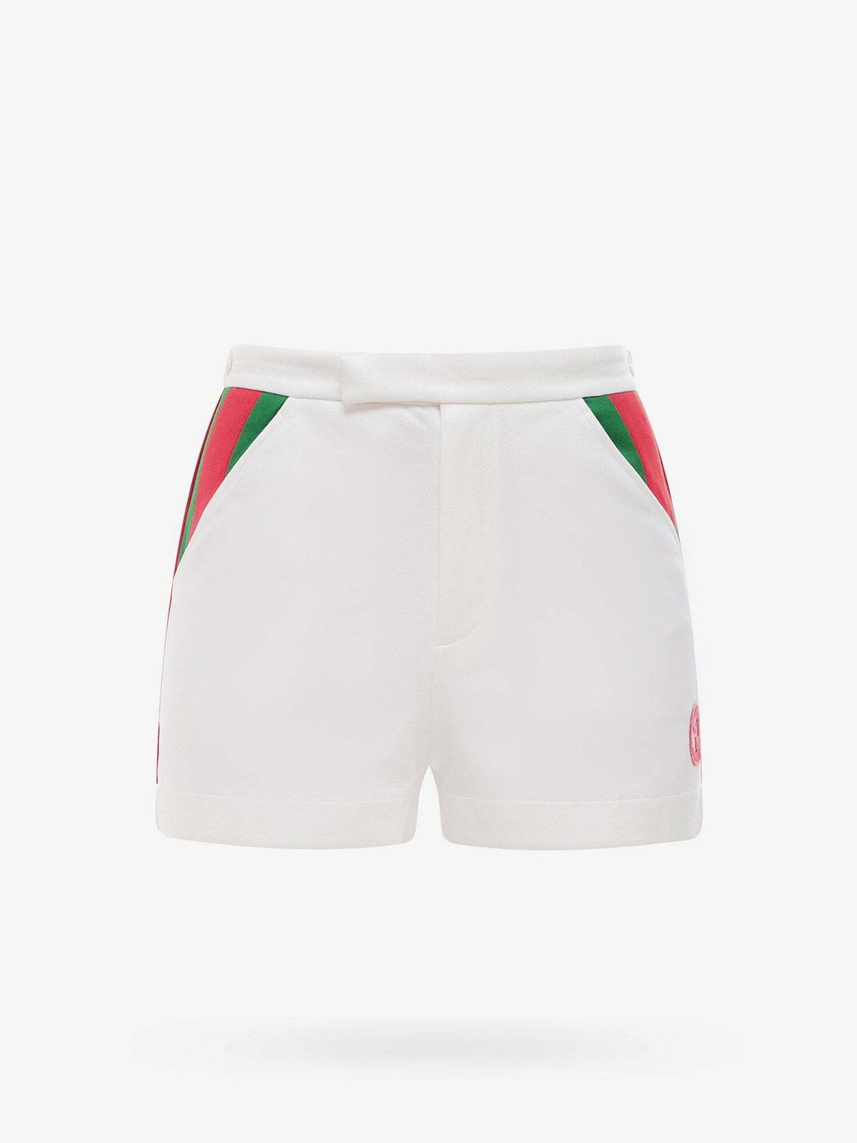 【関税&送料込】Gucci White Poplin Shorts Double G striped cotton poplin shorts in white - Gucci