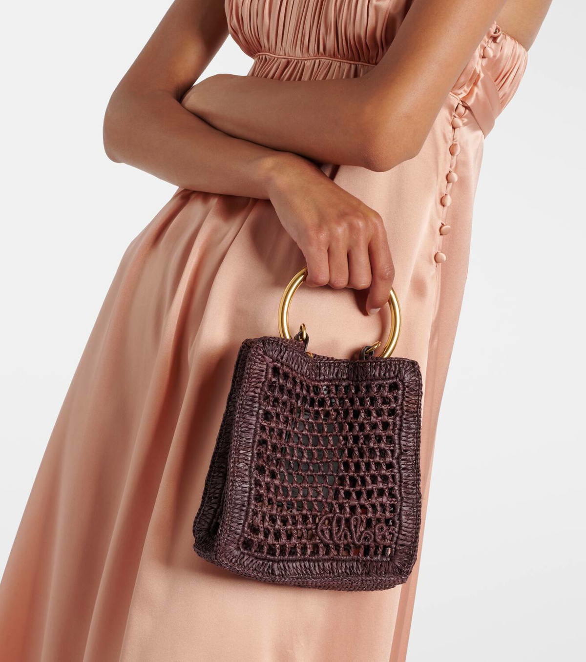 Chloé Summer Banana Mini raffia crossbody bag
