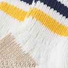 RoToTo Old School Ribbed Ankle Sock in White/Navy/Yellow