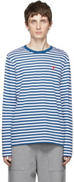 AMI Alexandre Mattiussi Blue & White Ami de Cœur Marinière Long Sleeve T-Shirt