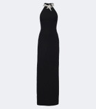 David Koma Embellished halterneck cady gown