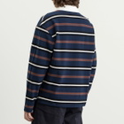 Le Père Men's Long-Sleeve Rugby Polo in Brown Multi Stripe