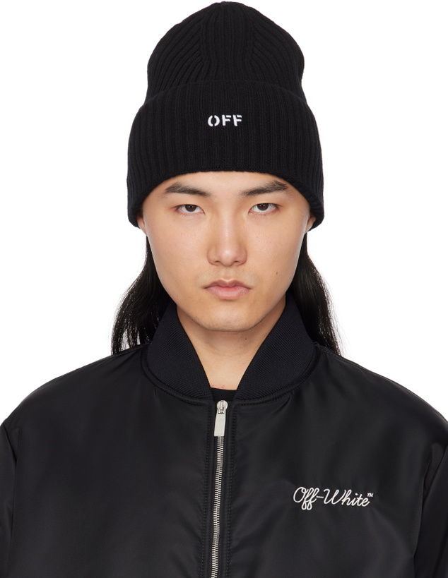 Photo: Off-White Black Off Stamp Loose Knit Beanie