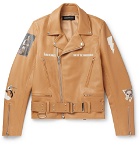 Undercover - Slim-Fit Printed Leather Biker Jacket - Brown