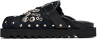 Toga Pulla Black Eyelet Metal Sabot Slip-on Loafers