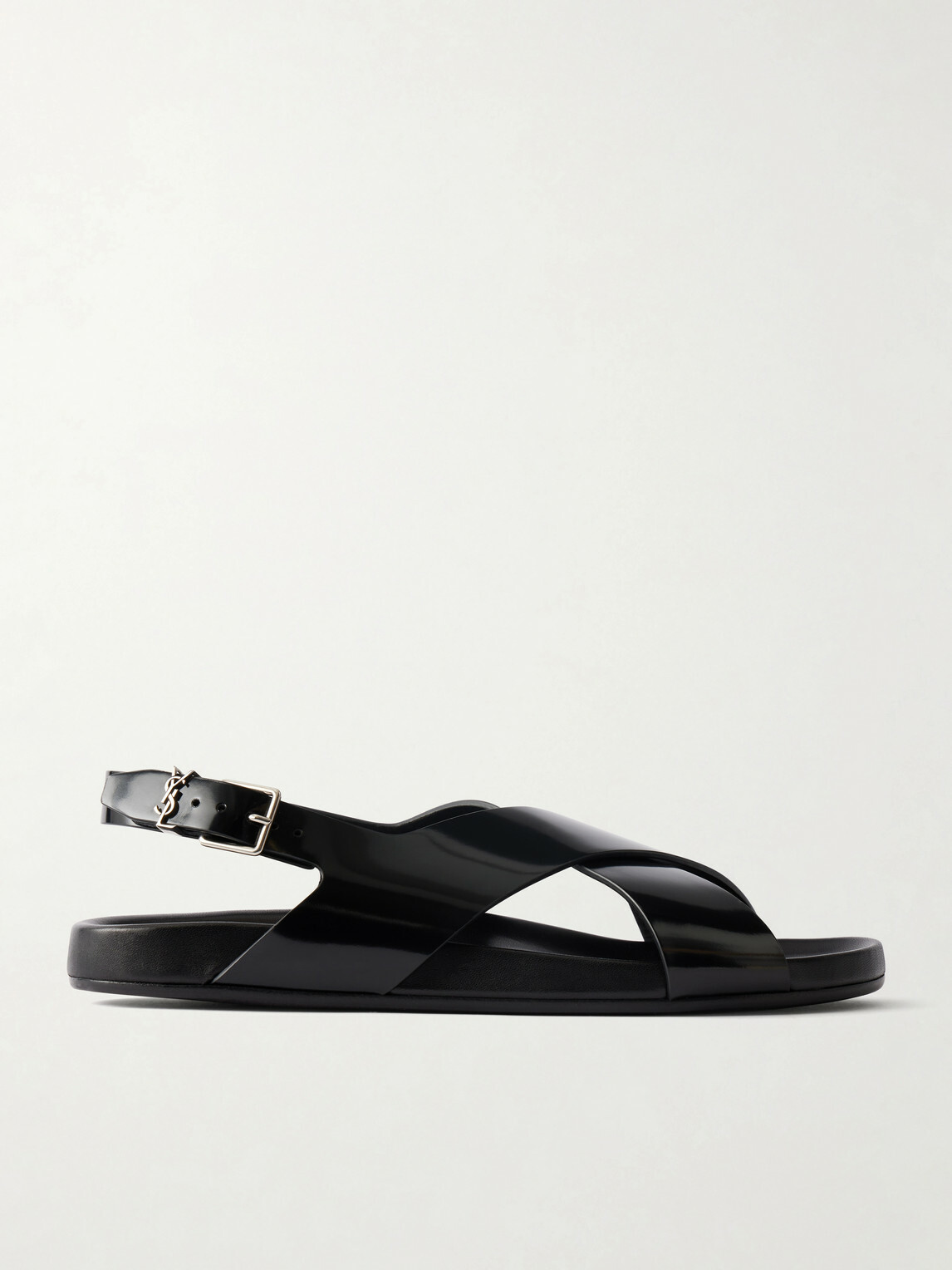 SAINT LAURENT - Helios 10 Cassandre-Embellished Leather Sandals - Black