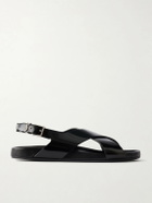 SAINT LAURENT - Helios 10 Cassandre-Embellished Leather Sandals - Black
