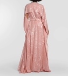 Erdem Sequined cape gown