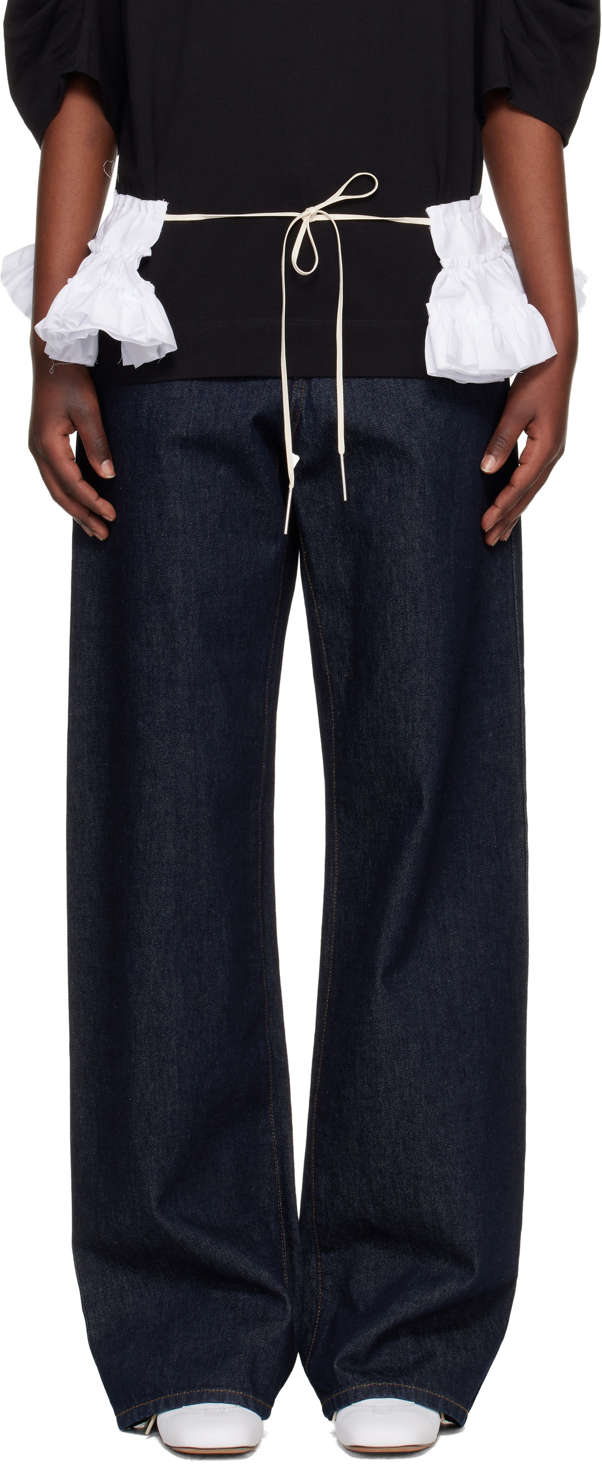 Dries Van Noten White Ruffled Cotton Waist Belt