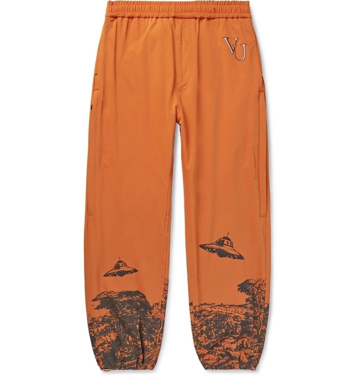 Photo: Undercover - Valentino Tapered Printed and Embroidered Nylon-Blend Sweatpants - Orange