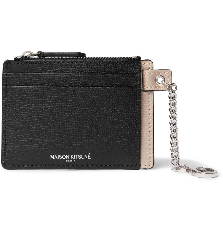 Photo: Maison Kitsuné - Colour-Block Full-Grain Leather Cardholder - Black