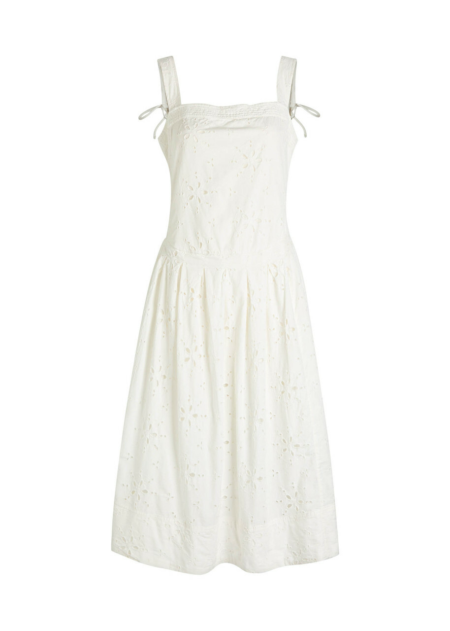 Free People Primavera Broderie Anglaise Cotton Midi Dress
