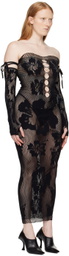 Sinead Gorey Black Hibiscus Maxi Dress