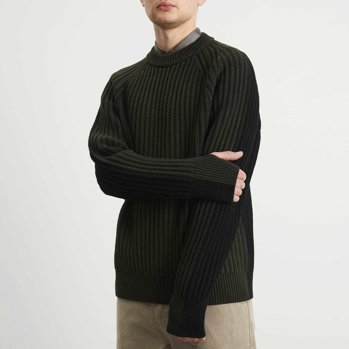 Junya Watanabe MAN Men's Double Sided Ribbed Knit in Grey Blue
