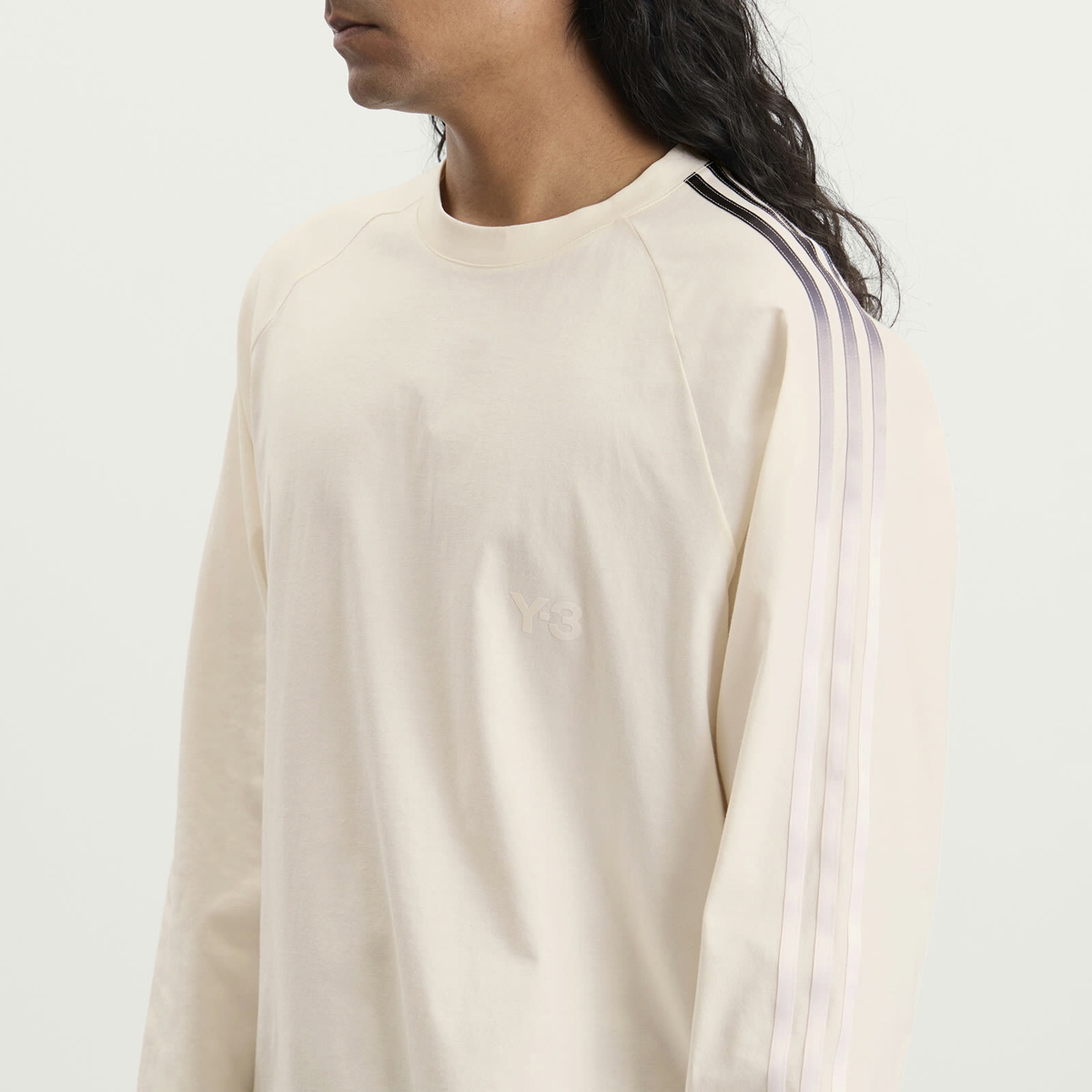 Y-3 Men's Oversized Gradient Stripes Long Sleeve T-Shirt in Cwhite