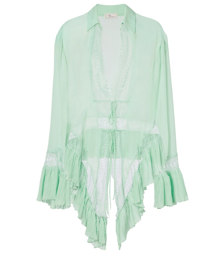 Photo: Blumarine Lace-trimmed sheer georgette shirt