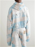 Liberal Youth Ministry - Oversized Bleached Distressed Cotton-Jersey and Terry Hoodie - Blue