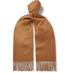 Johnstons of Elgin - Fringed Checked Cashmere Scarf - Brown