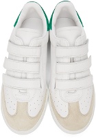 Isabel Marant White & Green Leather Beth Low Sneakers