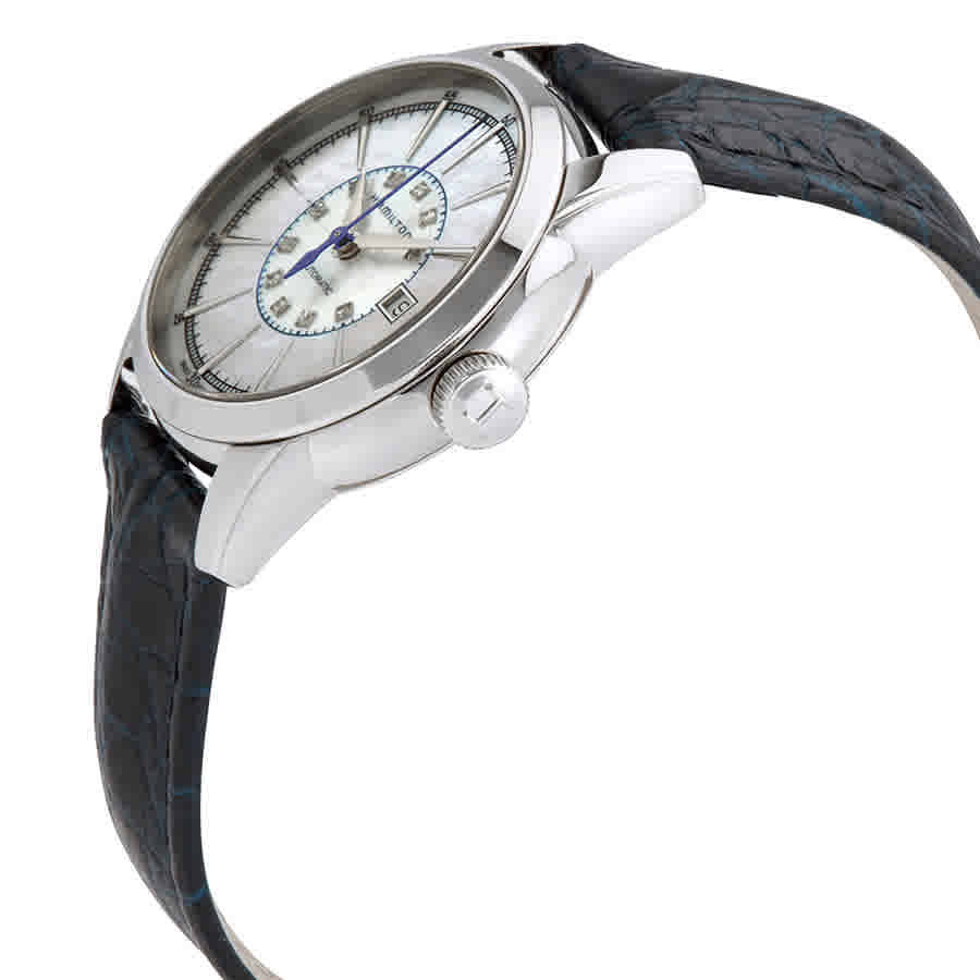 Hamilton Railroad White Mother Of Pearl Dial Blue Leather Ladies Watch H40405691
