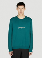 Saint Laurent - Front Logo Embroidery Sweatshirt in Green