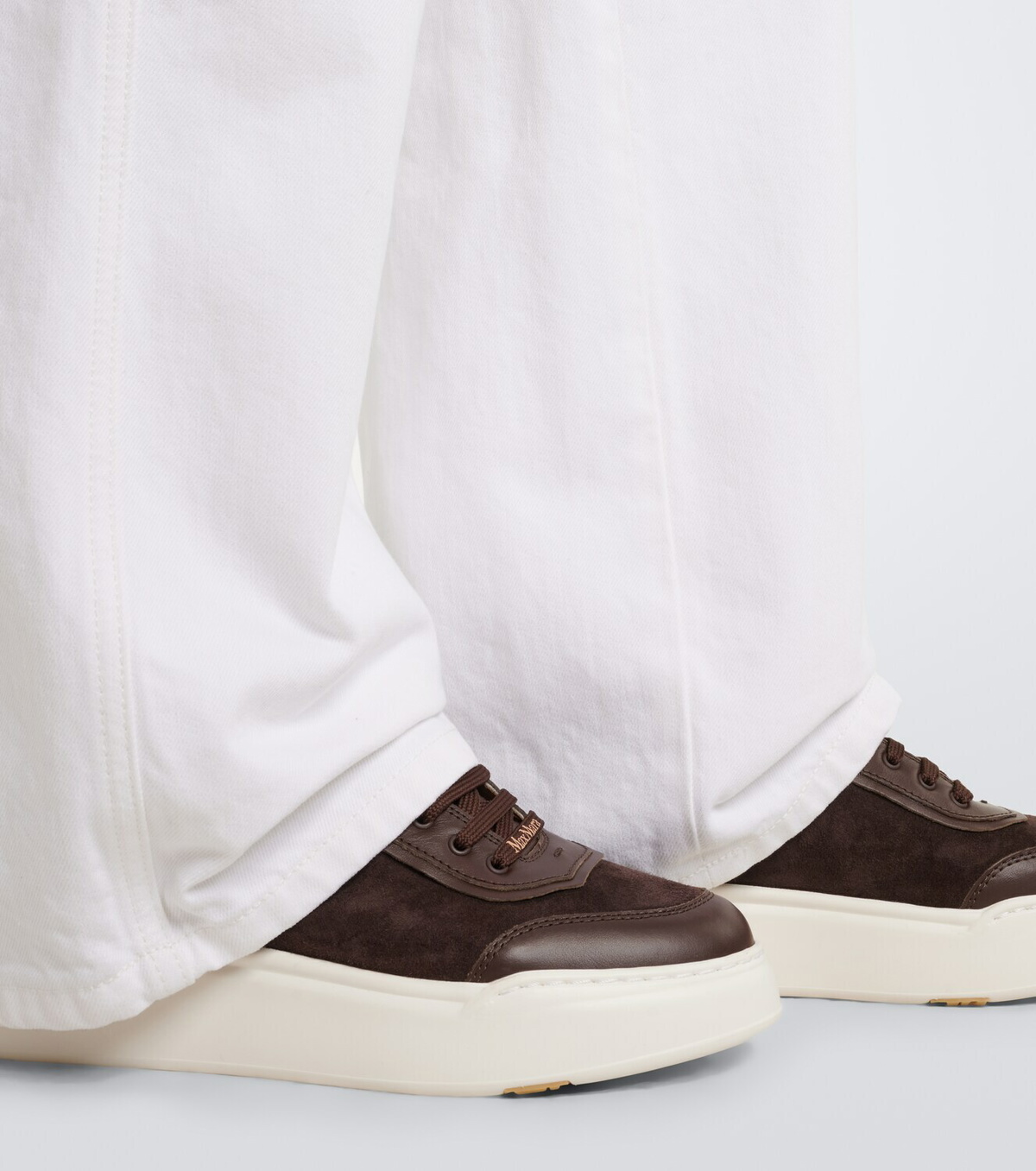 Max Mara Leather-trimmed suede platform sneakers