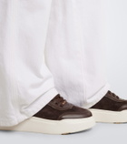Max Mara Leather-trimmed suede platform sneakers
