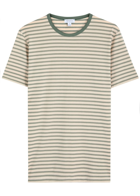 Photo: Sunspel Striped Cotton T-shirt Green
