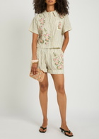 Agua BY Agua Bendita Rommy Embroidered Cotton-blend Shorts Multicoloured