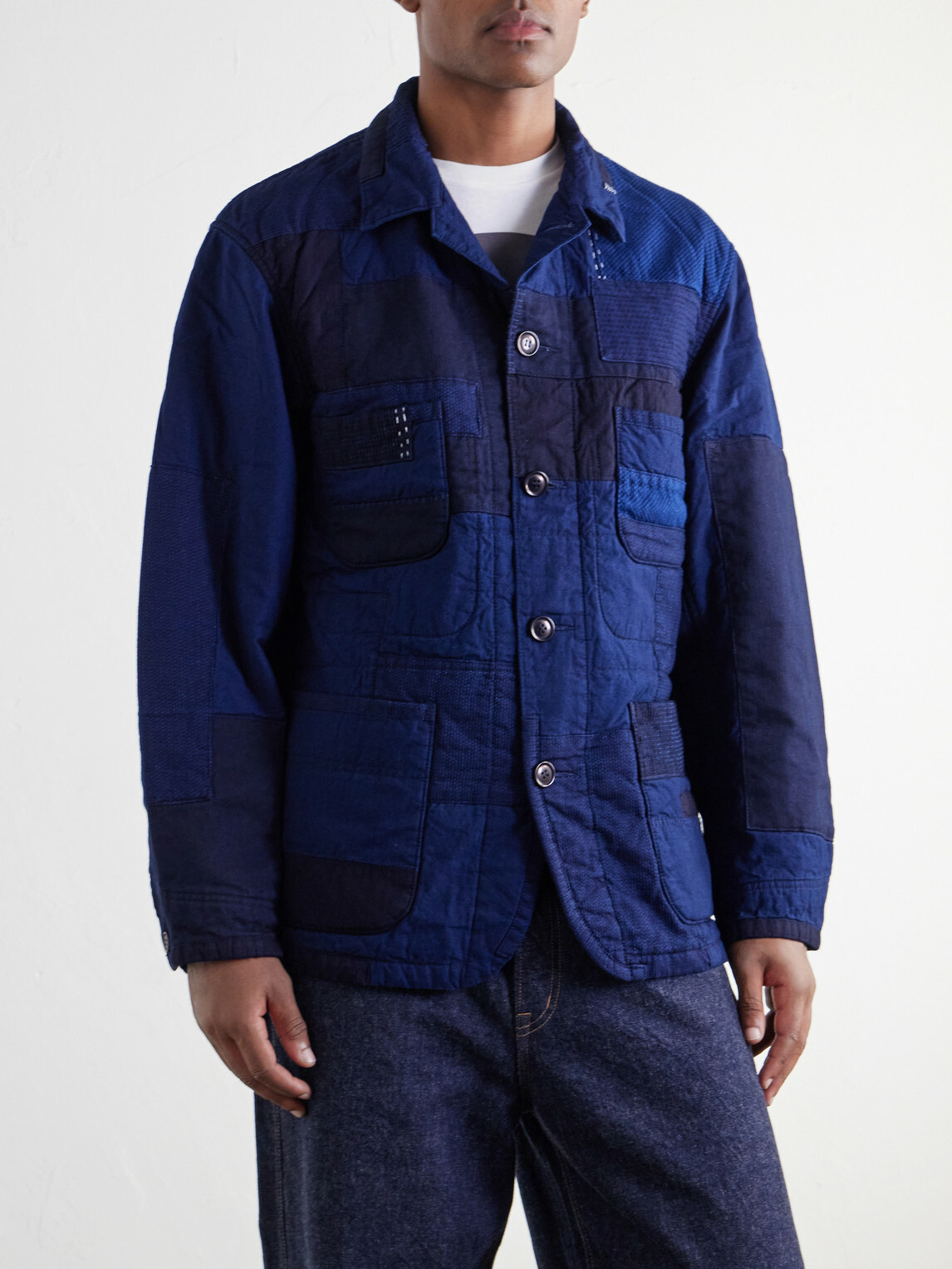 Blue Blue Japan - Nenrin Patchwork Cotton Jacket - Blue