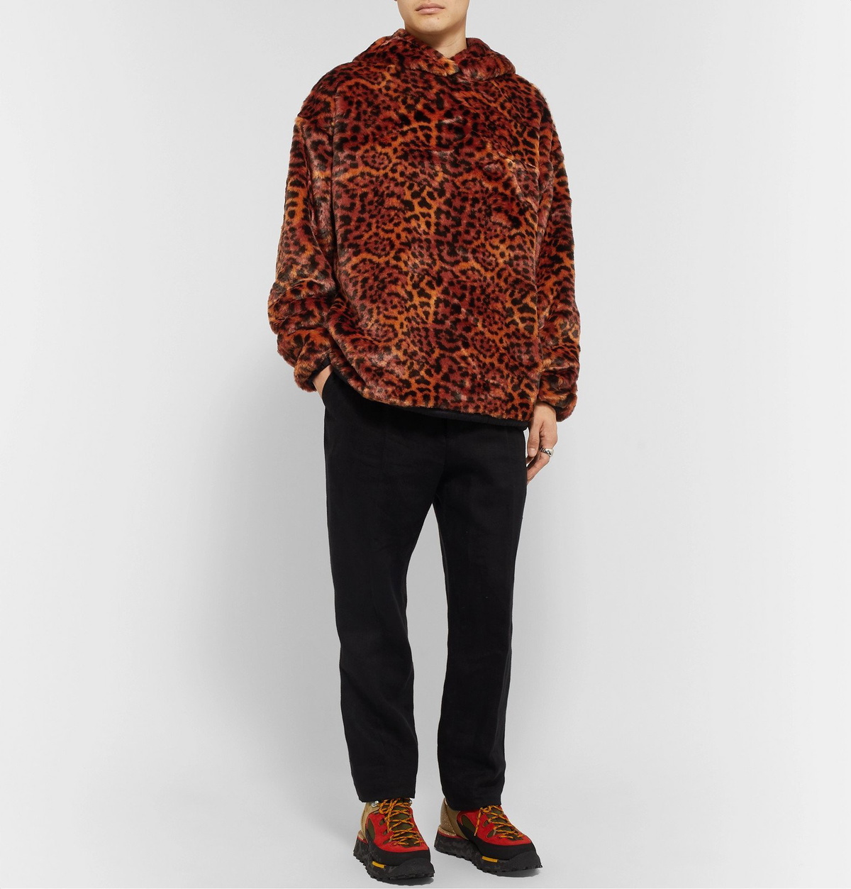 Aries - Leopard-Print Faux Fur Hoodie - Brown ARIES
