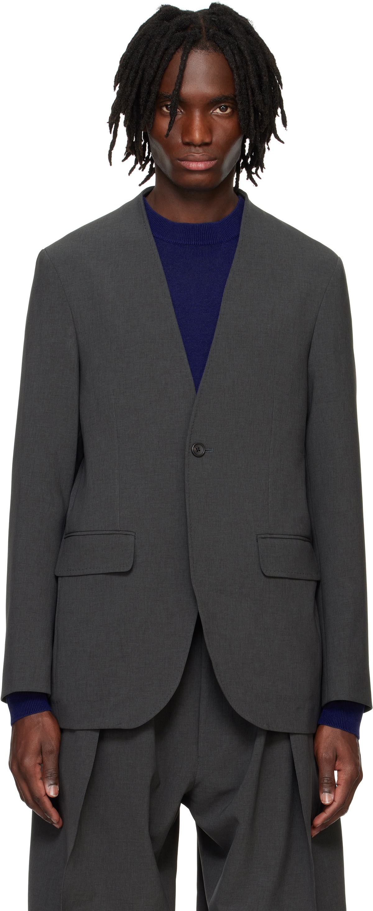 【RAINMAKER】DOUBLE BREASTED JACKET SIZE 5 RAINMAKER KYOTO Gray Double-Breasted Blazer RAINMAKER KYOTO