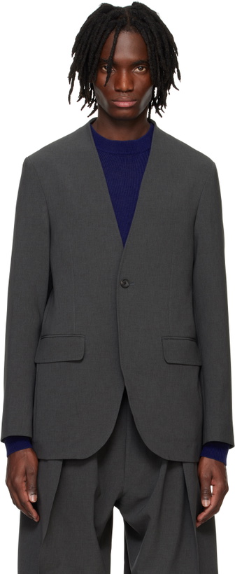 Photo: RAINMAKER KYOTO Gray Double Cloth No Collar Blazer