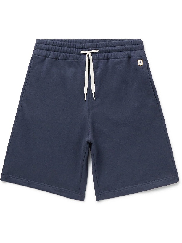 Photo: Armor Lux - Straight-Leg Logo-Appliquéd Cotton-Jersey Drawstring Shorts - Blue
