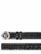 VERSACE - 4cm Reversible Croc Embossed Belt