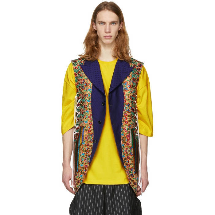 Photo: Comme des Garçons Homme Plus Reversible Multicolor Multi Fabric Lace-Up Vest