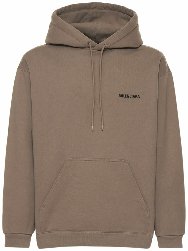 Photo: BALENCIAGA - Logo Embroidery Cotton Hoodie