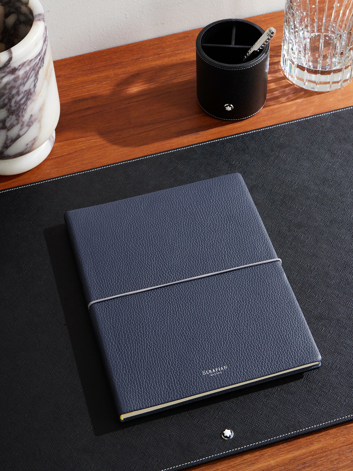 Serapian - Large Logo-Print Full-Grain Cachemire Leather Notebook