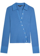 Veronica Beard Brenner Button-effect Cotton-blend top Blue