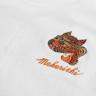 Maharishi Men's Long Sleeve Tiger Embroidered T-Shirt in White