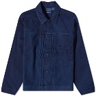 Blue Blue Japan Men's Fine Sashiko Hand Dyed Trucker Jacket in Indigo