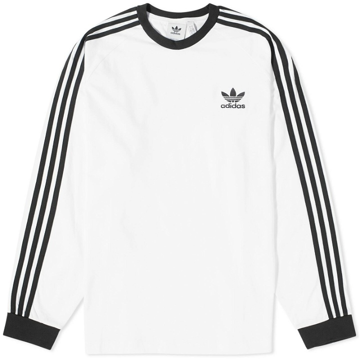 Photo: Adidas Men's Long Sleeve 3 Stripe T-Shirt in White