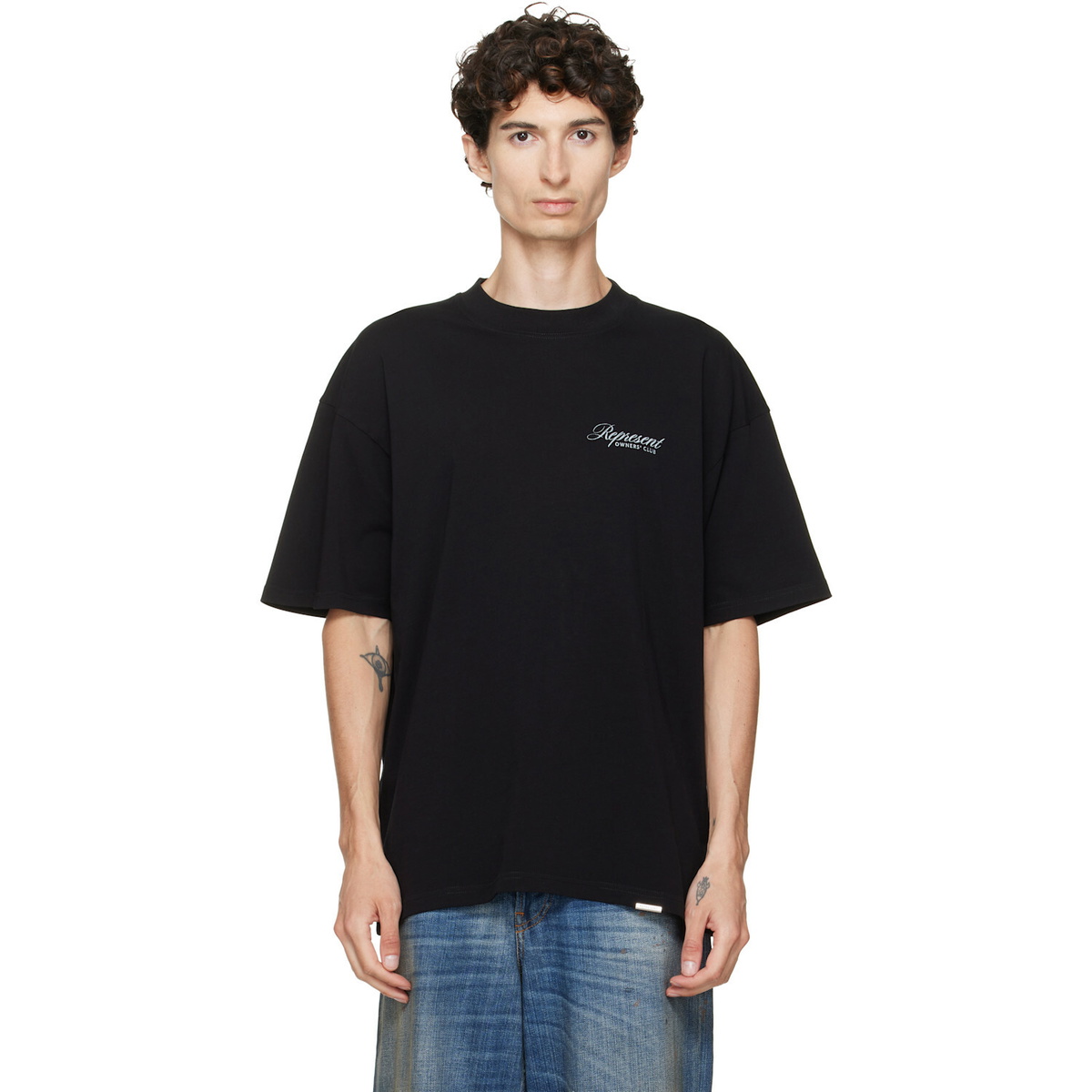 Represent Black Printed 'Owners Club' Script T-shirt