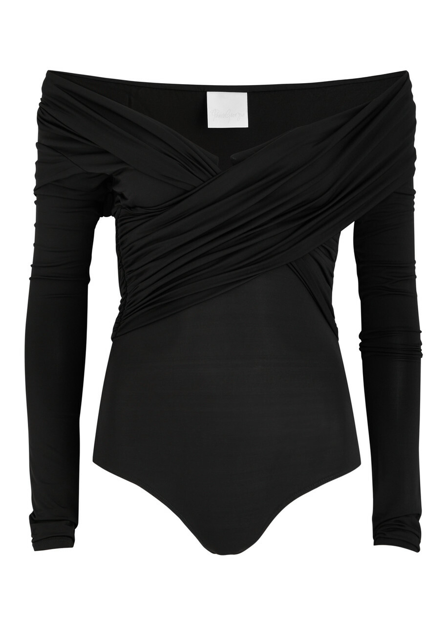 Paris Georgia Otto Off-the-shoulder Stretch-jersey Bodysuit Black
