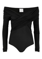 Paris Georgia Otto Off-the-shoulder Stretch-jersey Bodysuit Black