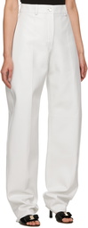 Ferragamo White Creased Leather Pants