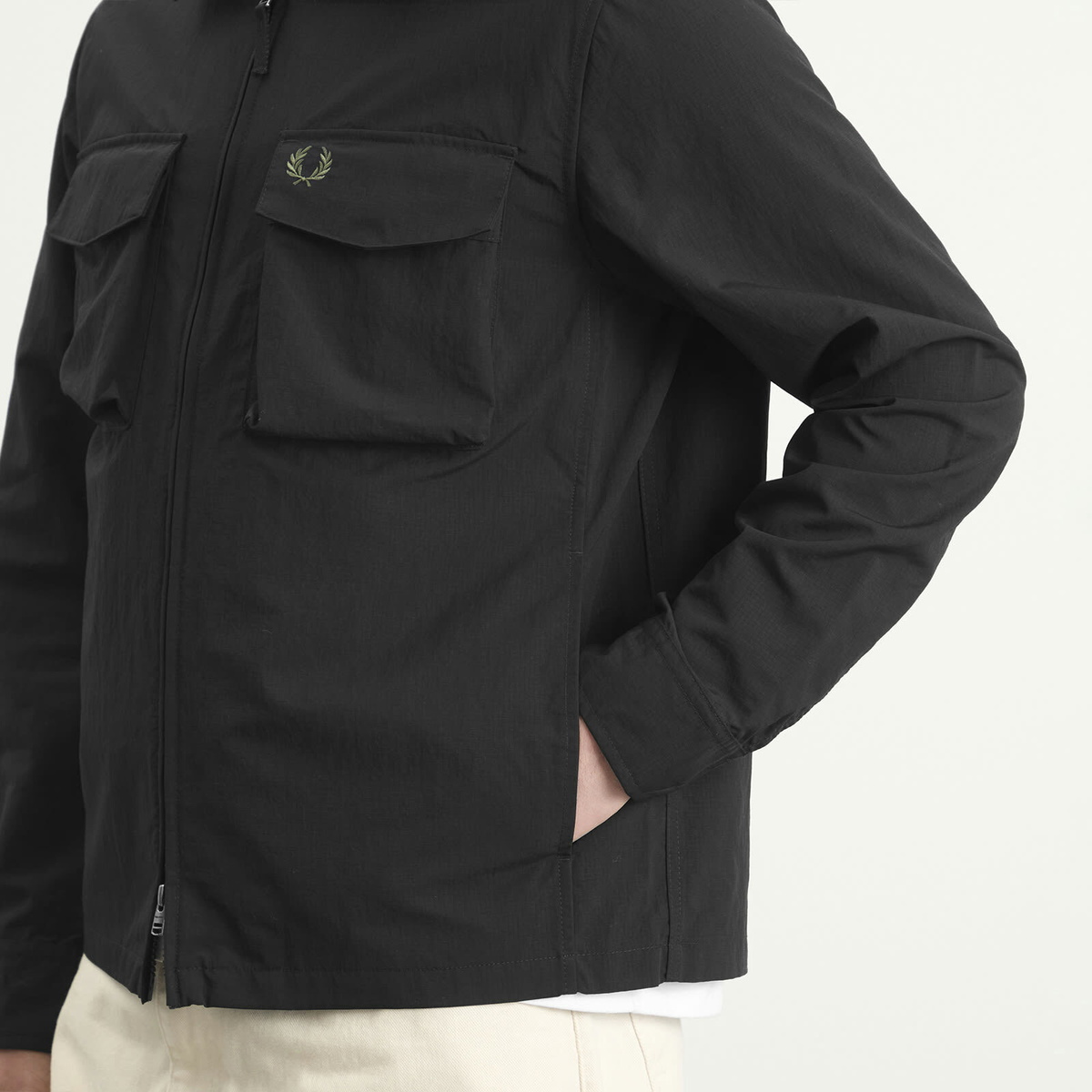 Fred Perry Men's Ripstop Pocket Overshirt in Black