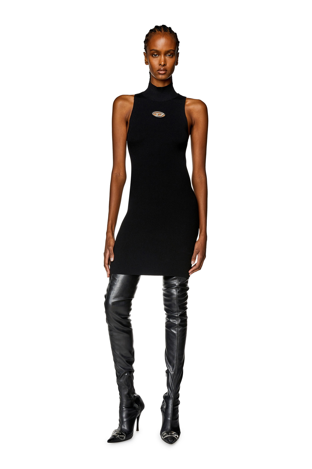 black short turtleneck dress Saloni Jinx-C Velvet Cutout Midi Dress, 235502-Stellateblack, Women's, 2, Cocktail & Party Wedding Guest Dresses Midi Dresses main image 0